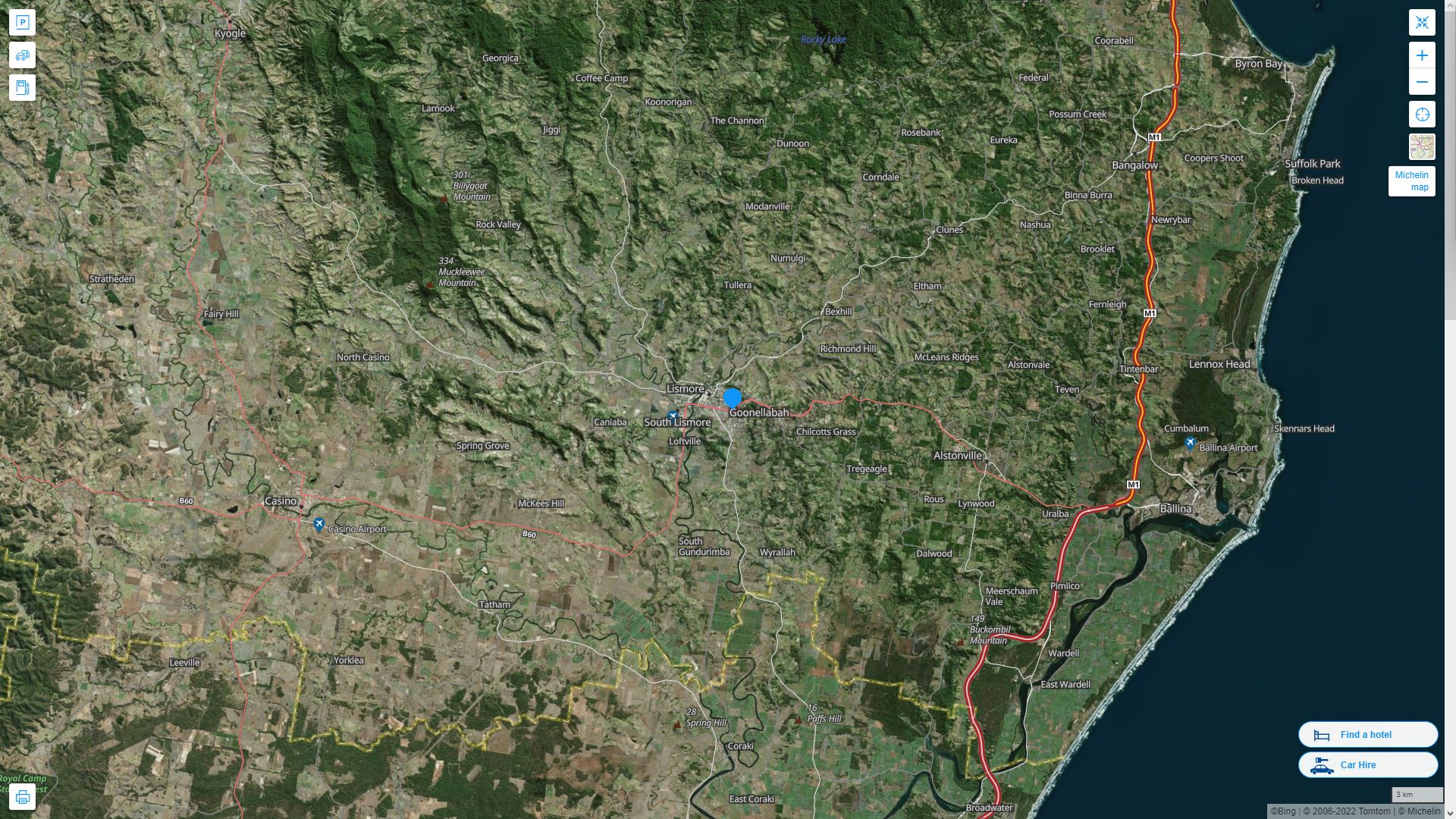 Lismore Highway and Road Map with Satellite View